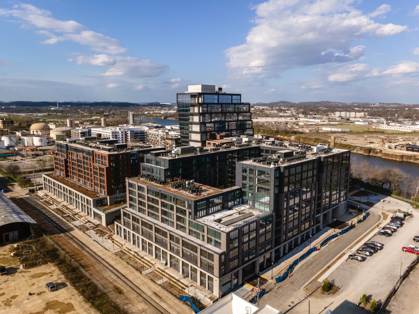Exterior of Neuhoff Residences luxury apartment in Nashville, TN