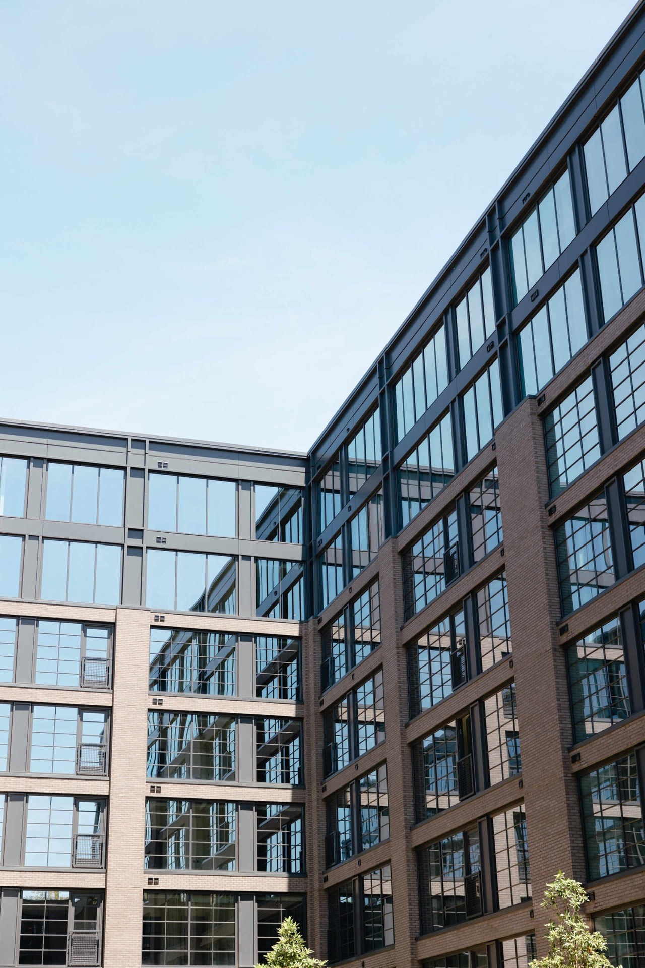 Outside view of exterior of Neuhoff Residences luxury apartment in Nashville, TN